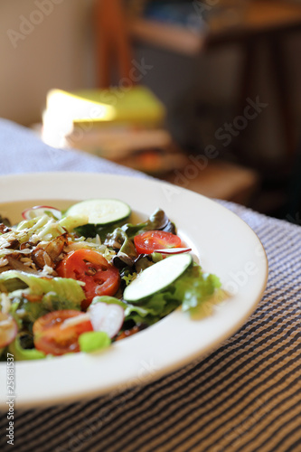 Fresh salad healthy food on table