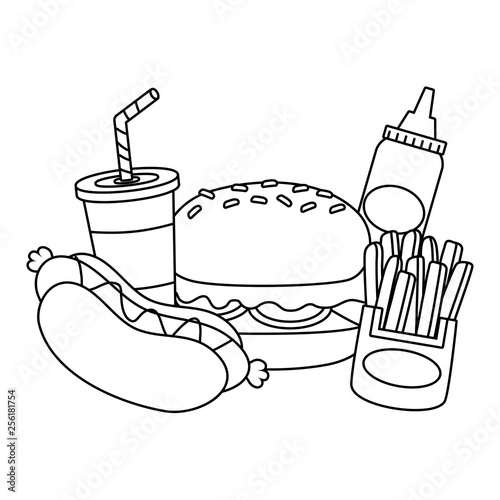 burger hotdog french fries fast food