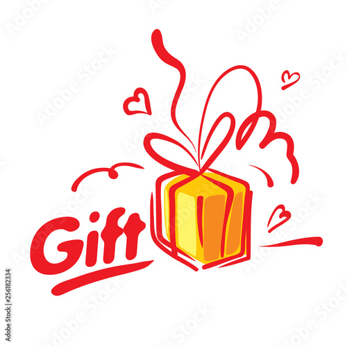 Painted gift in the form of boxes. Vector illustration