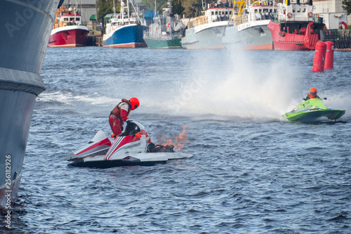 Accident during the race on the water. photo