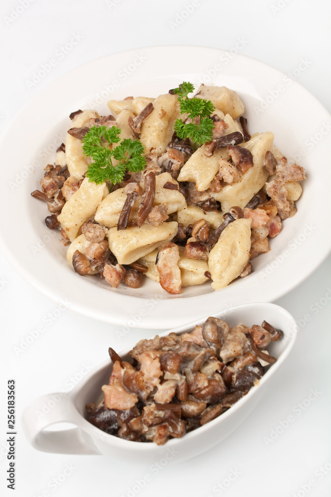 gnocchi with sausage and porcini mushrooms sauce gnocchi with sausage and porcini mushrooms sauce
