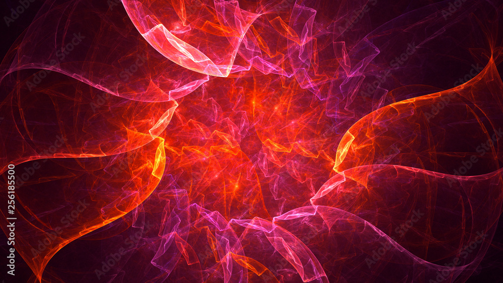 Fototapeta premium 3D rendering abstract red fractal light background