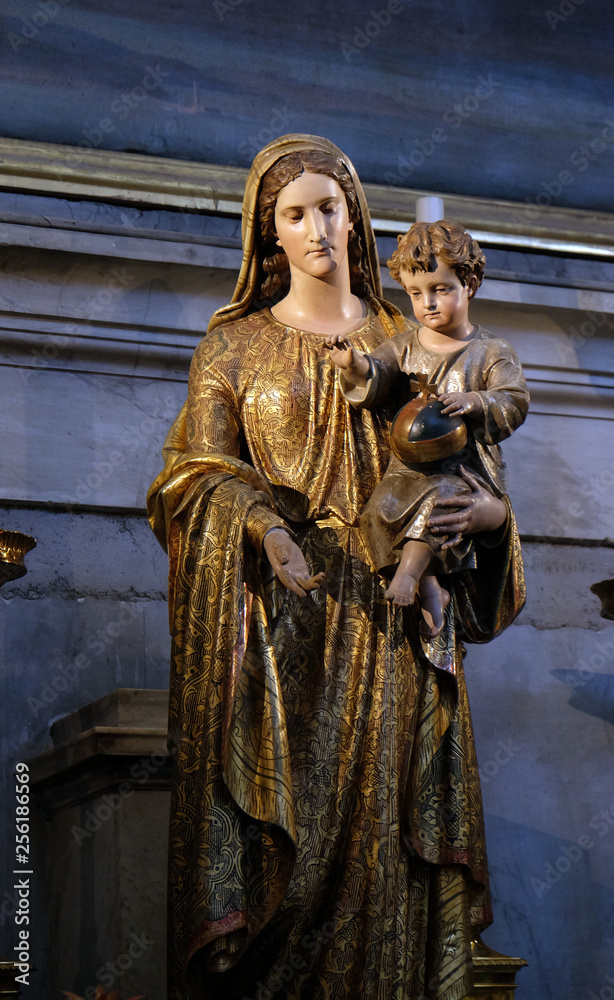 Virgin Mary with baby Jesus, church Sant'Antonio Nuovo in Trieste, Italy