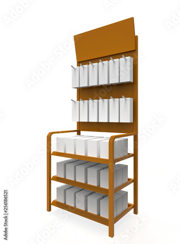 phone accessory display stand  retail display stand with hook for product   display stands isolated on white background. 3d illustration