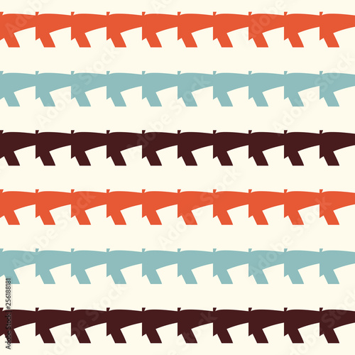 Bright seamless pattern with geometric figured stripes.