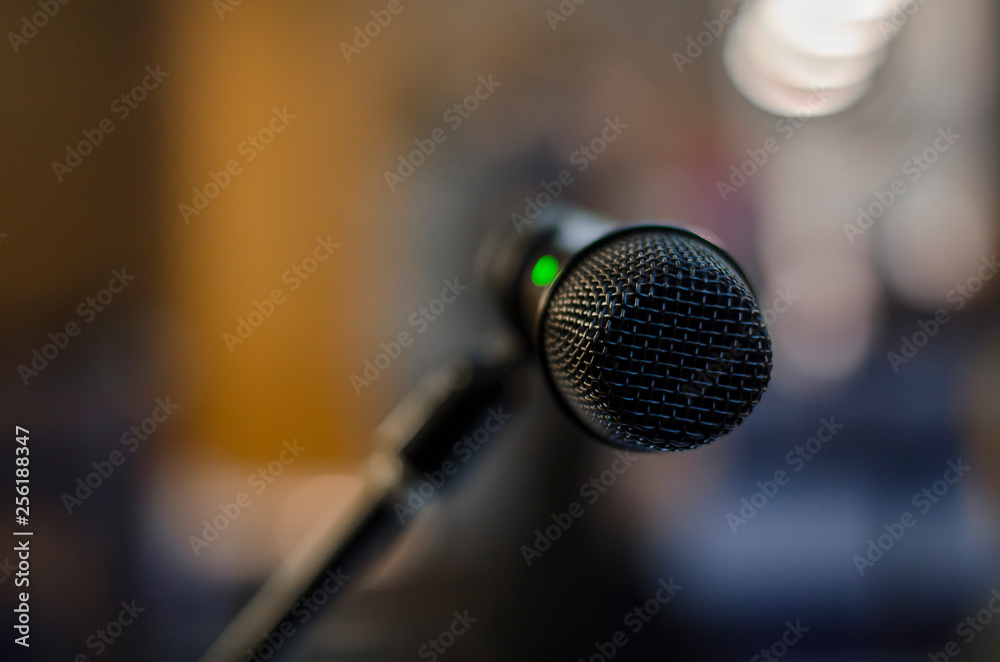 Obraz premium black microphone. conference