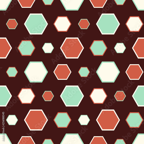 Seamless geometric pattern with bright polygons of different sizes.