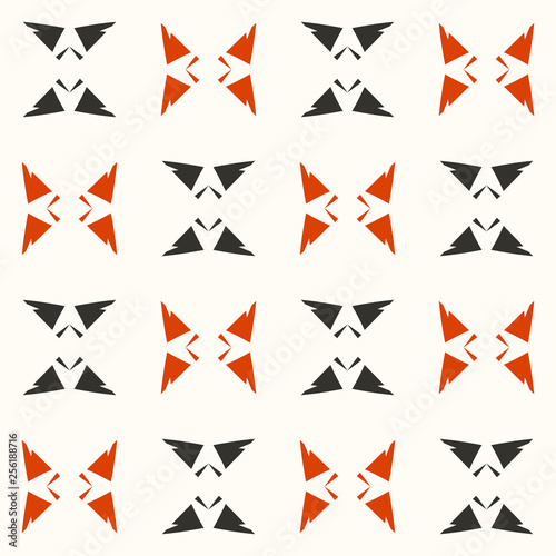 Bright seamless pattern with alternating groups of geometric elements.