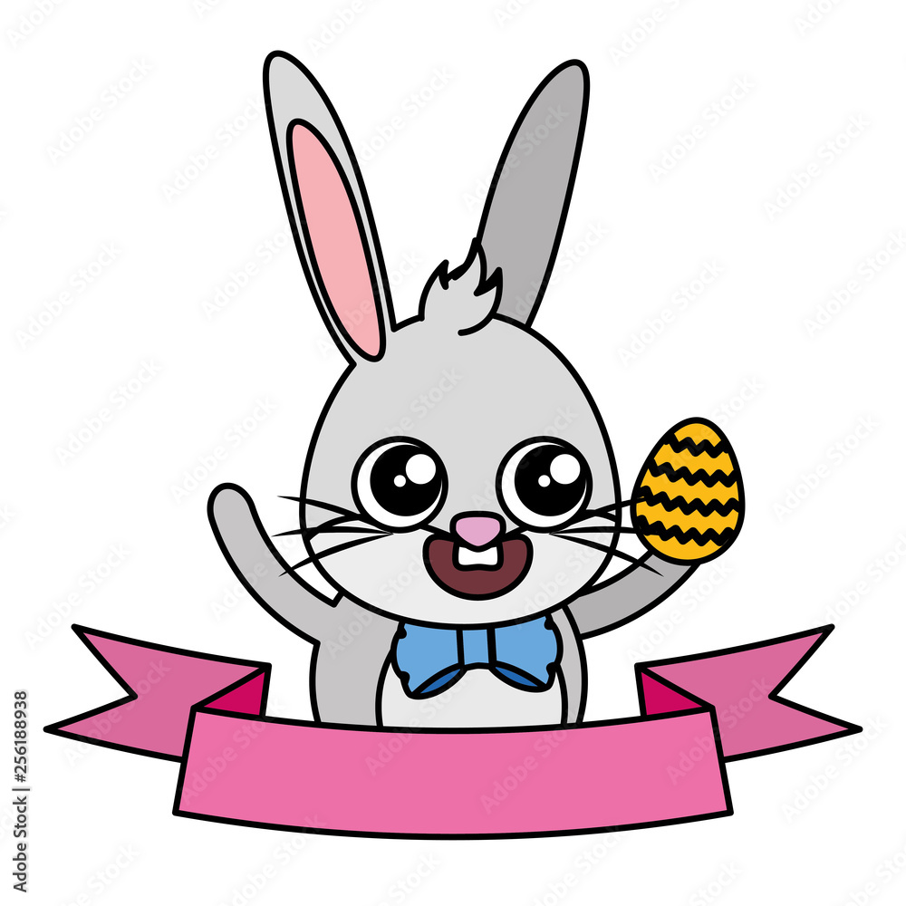 Fototapeta premium beautiful rabbit with egg painted easter character