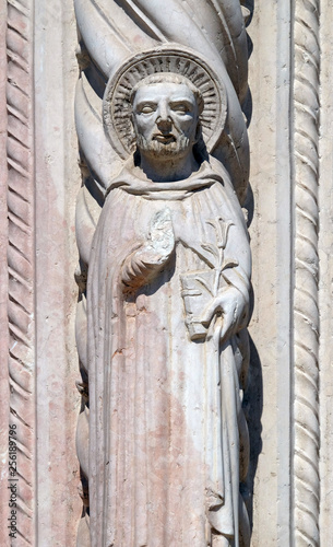 Saint Peter of Verona, statue on Facade of Sant`Anastasia Church in Verona, Italy