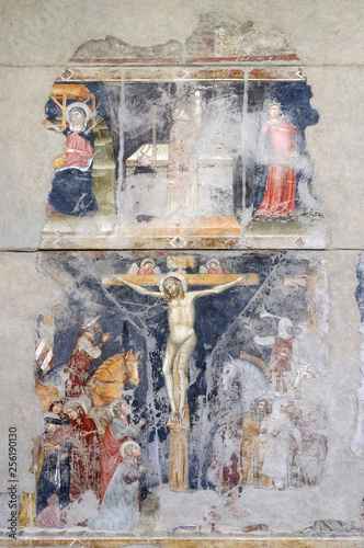 Adoration of the Magi, Mass of St. Gregory, St. George and the Princess, Crucifixion, fresco in the church of San Pietro Martire in Verona, Italy