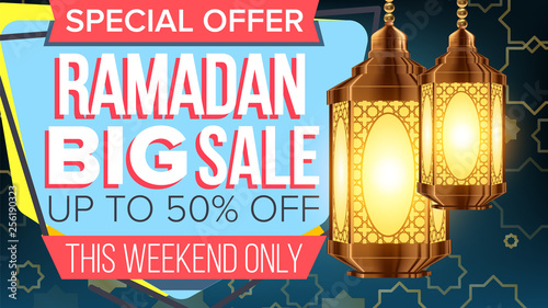 Ramadan Sale Banner Vector. Business Message. Discount Flyer. Big Sale. Illustration