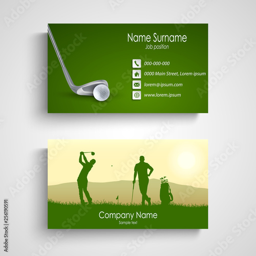 Business card with green golf design template