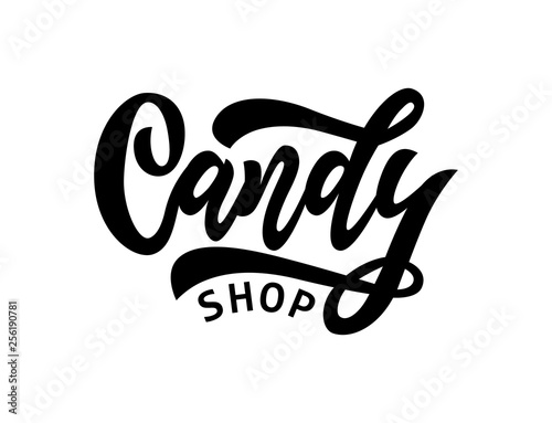 Hand lettering logo Candy shop. vector illustration