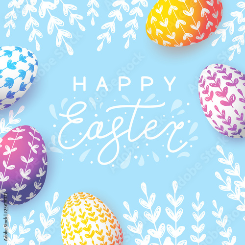 Easter greeting card with color eggs