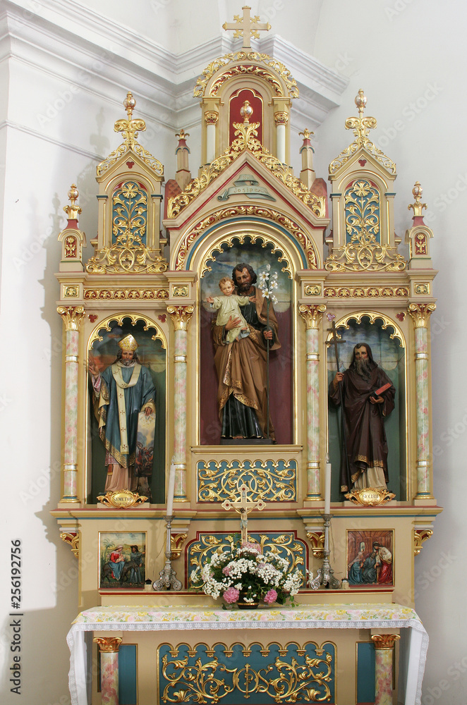 Altar of Saint Joseph in the Church of Holy Cross in Sisak, Croatia