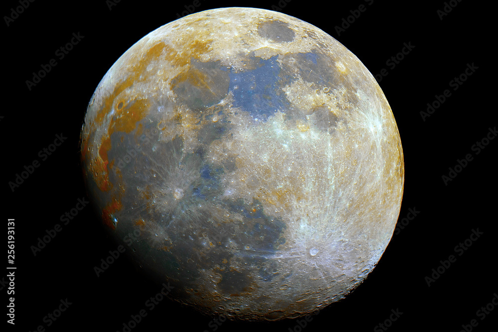 Close up to Mineral Moon taken by telescope in the dark space, with its natural colors. Close up to Mineral Moon taken by telescope in the dark space, with its natural colors.