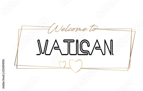 Vatican Welcome to text Neon lettering typography. Word for logotype, badge, icon, postcard, logo, banner Vector Illustration.