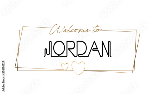 Jordan Welcome to text Neon lettering typography. Word for logotype, badge, icon, postcard, logo, banner Vector Illustration.
