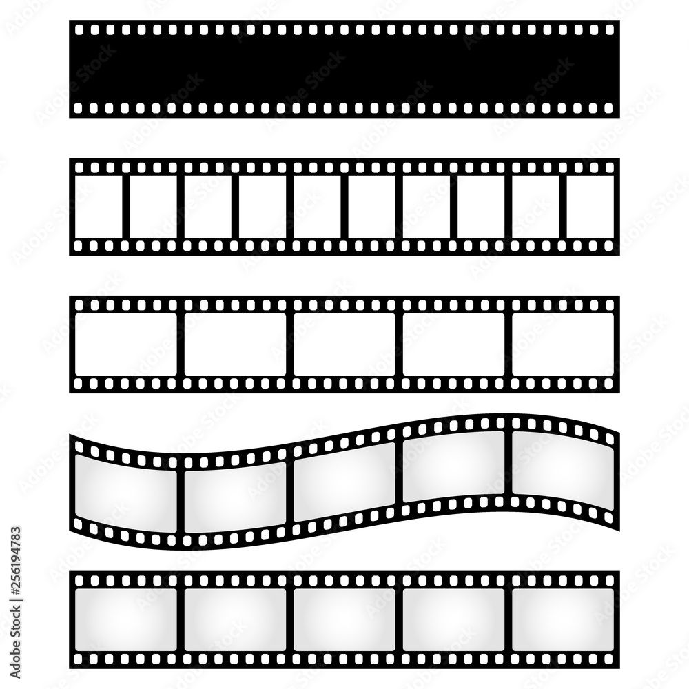 Set of film strip frame, vector template illustration