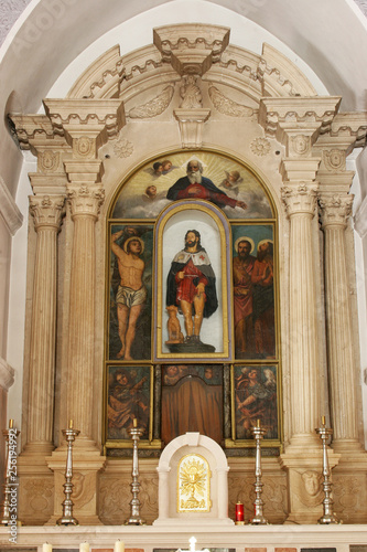 Main altar in the Church of Saint Roch in Lumbarda, Korcula island, Croatia