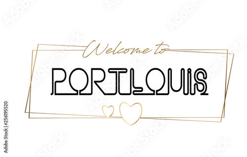 PortLouis  Welcome to text Neon lettering typography. Word for logotype, badge, icon, postcard, logo, banner Vector Illustration. photo