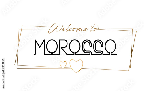 Morocco Welcome to text Neon lettering typography. Word for logotype, badge, icon, postcard, logo, banner Vector Illustration.
