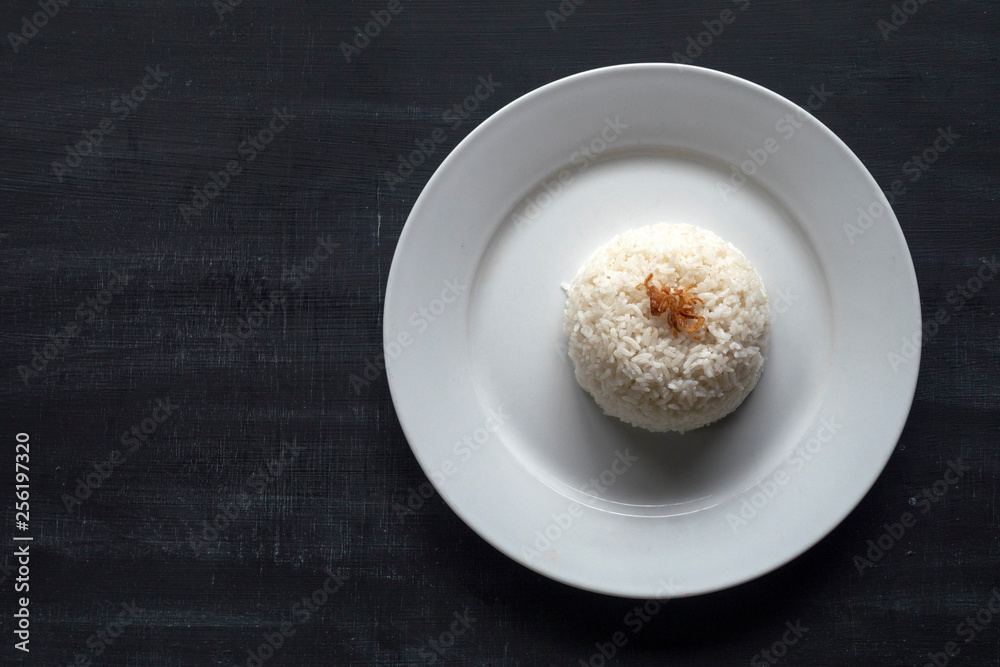 White rice on a white plate