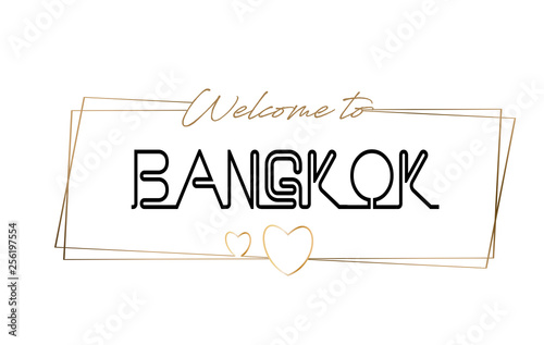 Bangkok Welcome to text Neon lettering typography. Word for logotype, badge, icon, postcard, logo, banner Vector Illustration.