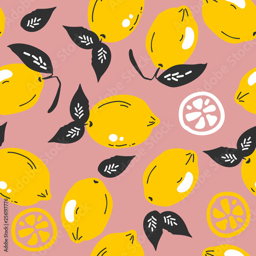 seamless background with lemon pattern