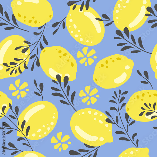 seamless background with lemon pattern
