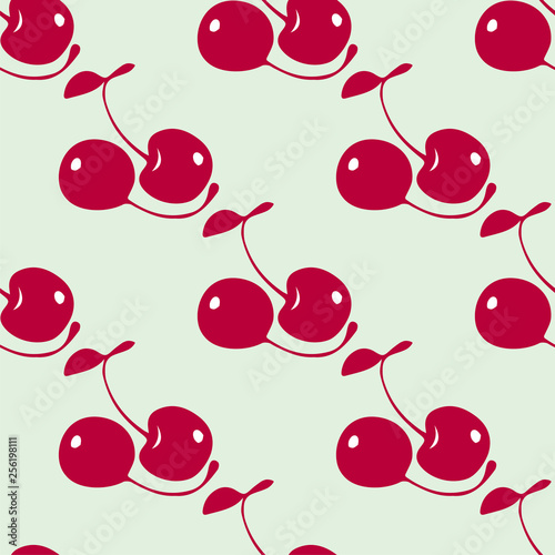 Seamless pattern with cherry berries.