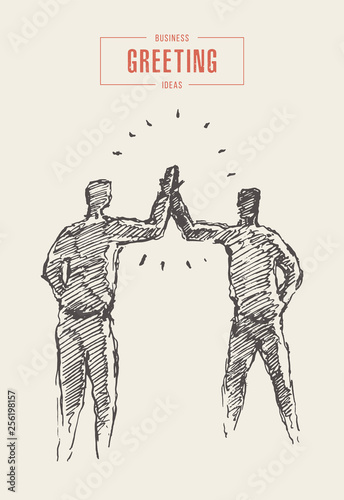 Successful business partnership high five a vector