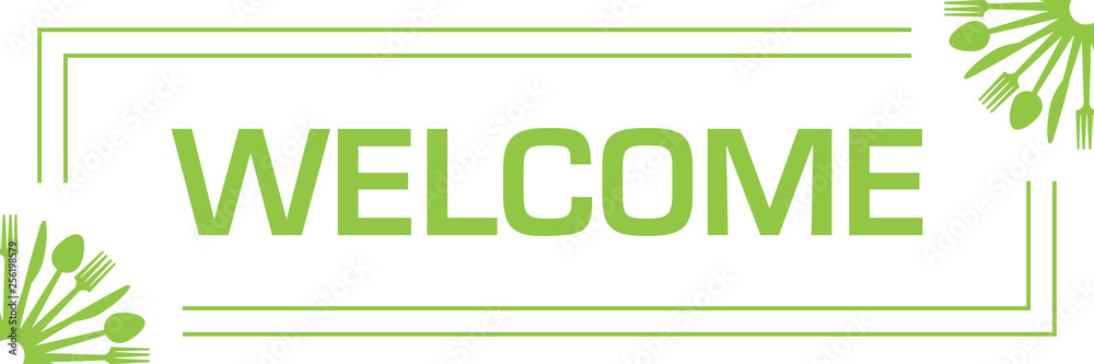 Welcome Spoon Fork Knife Corners Horizontal Welcome Spoon Fork Knife Corners Horizontal