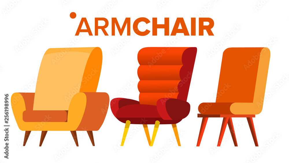Obraz premium Armchair Vector. Home Furniture Isolated Flat Cartoon Illustration