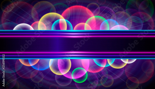 Abstract background with colorful bubbles and with place for text.