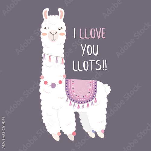 Cute Llama design with I Love You Lots.