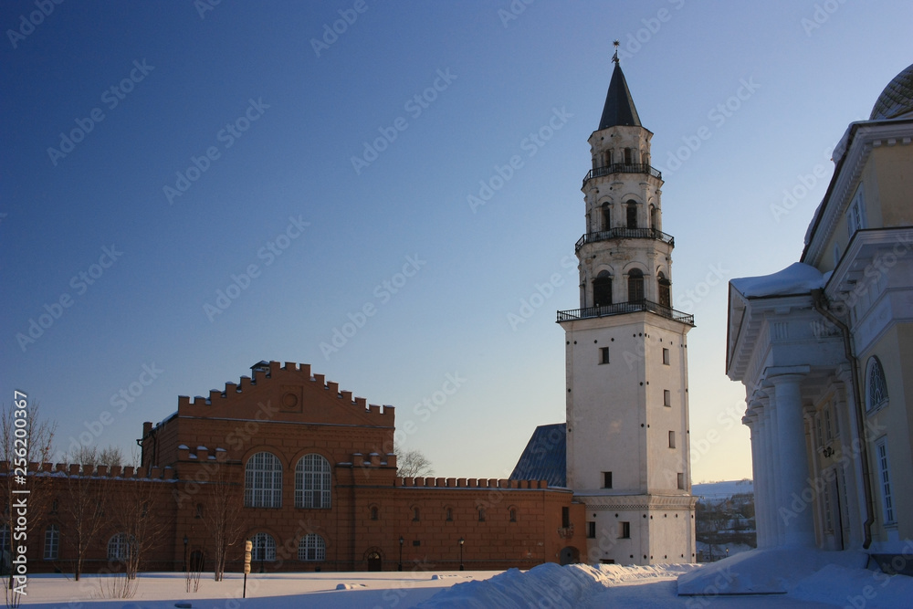 Fototapeta premium Old leaning tower in the city of Nevyansk