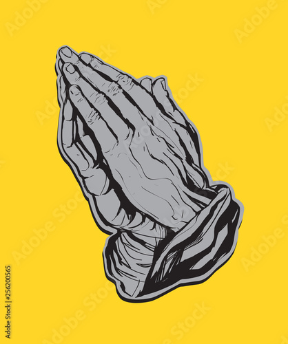 Praying Hands Sticker Yellow
