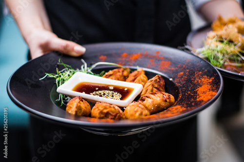 sushi dish food at a restaurant rice with seafood