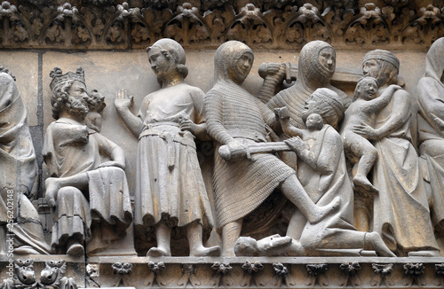 Massacre of the Innocents, Portal on north facade, Notre Dame Cathedral, Paris, UNESCO World Heritage Site in Paris, France photo
