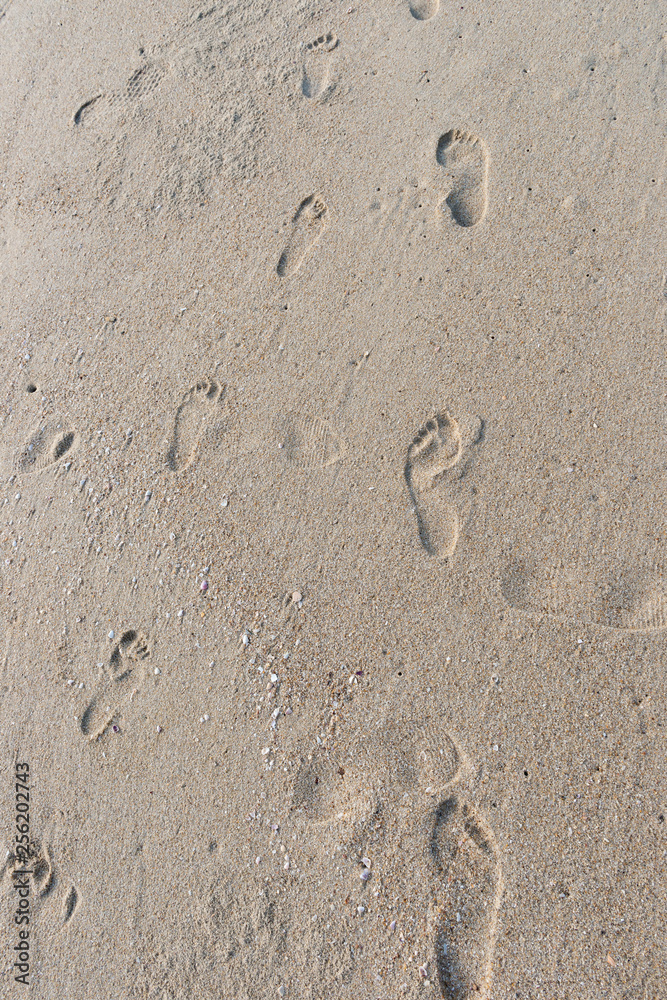 brown sand with footprints as background and texture brown sand with footprints as background and texture