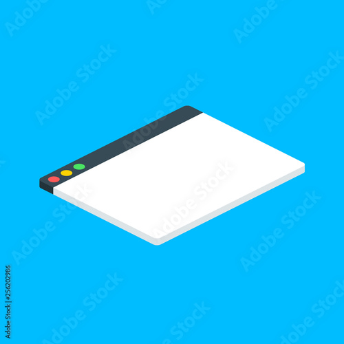 Browser window isometric.Web browser in flat style. Window concept internet browser. Mockup screen design. Vector illustration concept.
