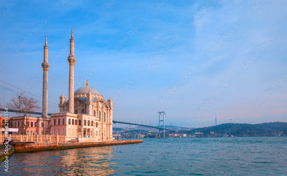 Ortakoy mosque and Bosphorus bridge - Istanbul, Turkey 