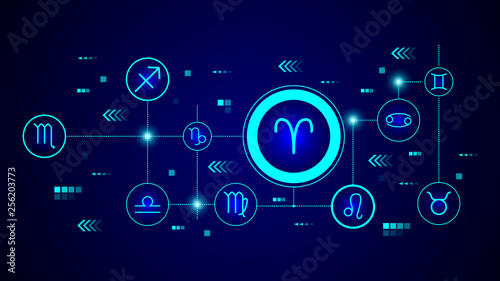 zodiac aries mars icon. From Web set