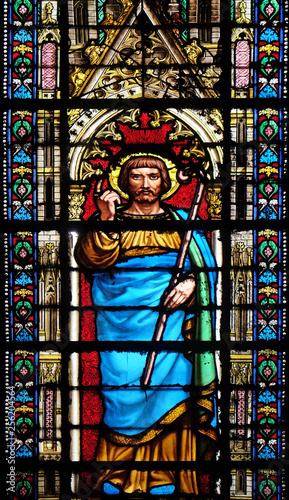 Saint Dionysius  stained glass window in the Basilica of Saint Clotilde in Paris  France