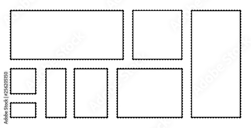 Blank Postage Stamps Set. Vector illustration blank postage stamps collection.