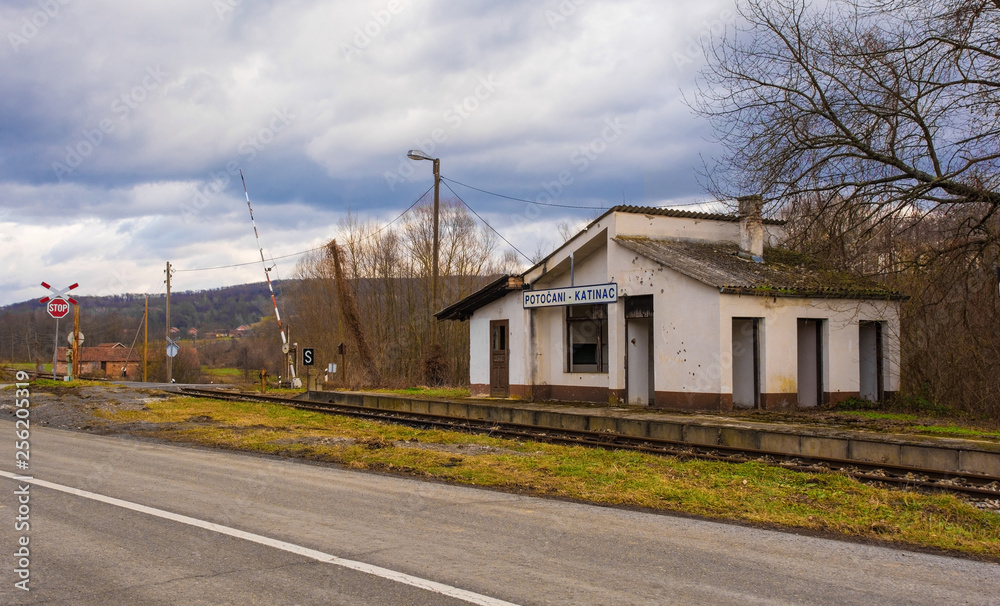 The old Potocani-Katinac railway station near Potocani in Bjelovar-Bilogora County, Slavonia, eastern Croatia