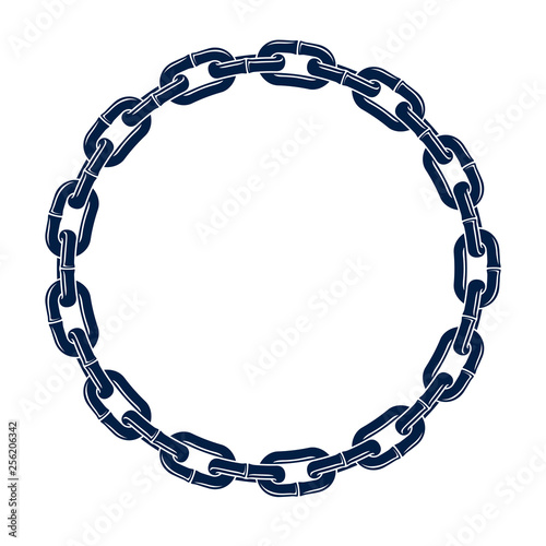 Round frame from chain, vector design element, circle shape border.