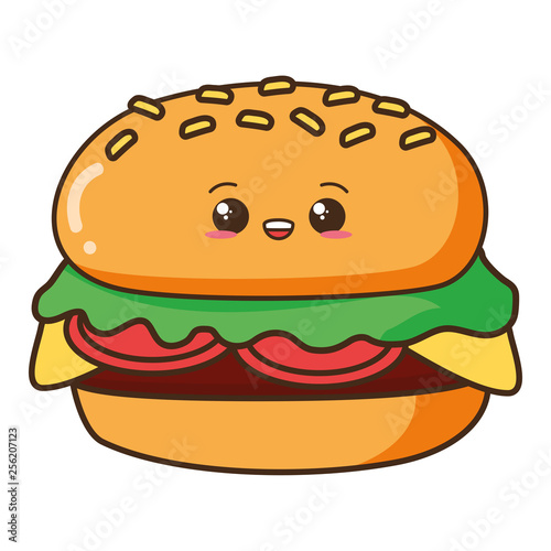 kawaii burger cartoon